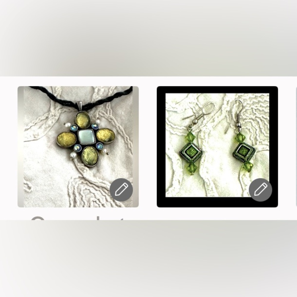 Green and Blues-  glass Lia Sophia necklace
 and green glass earrings